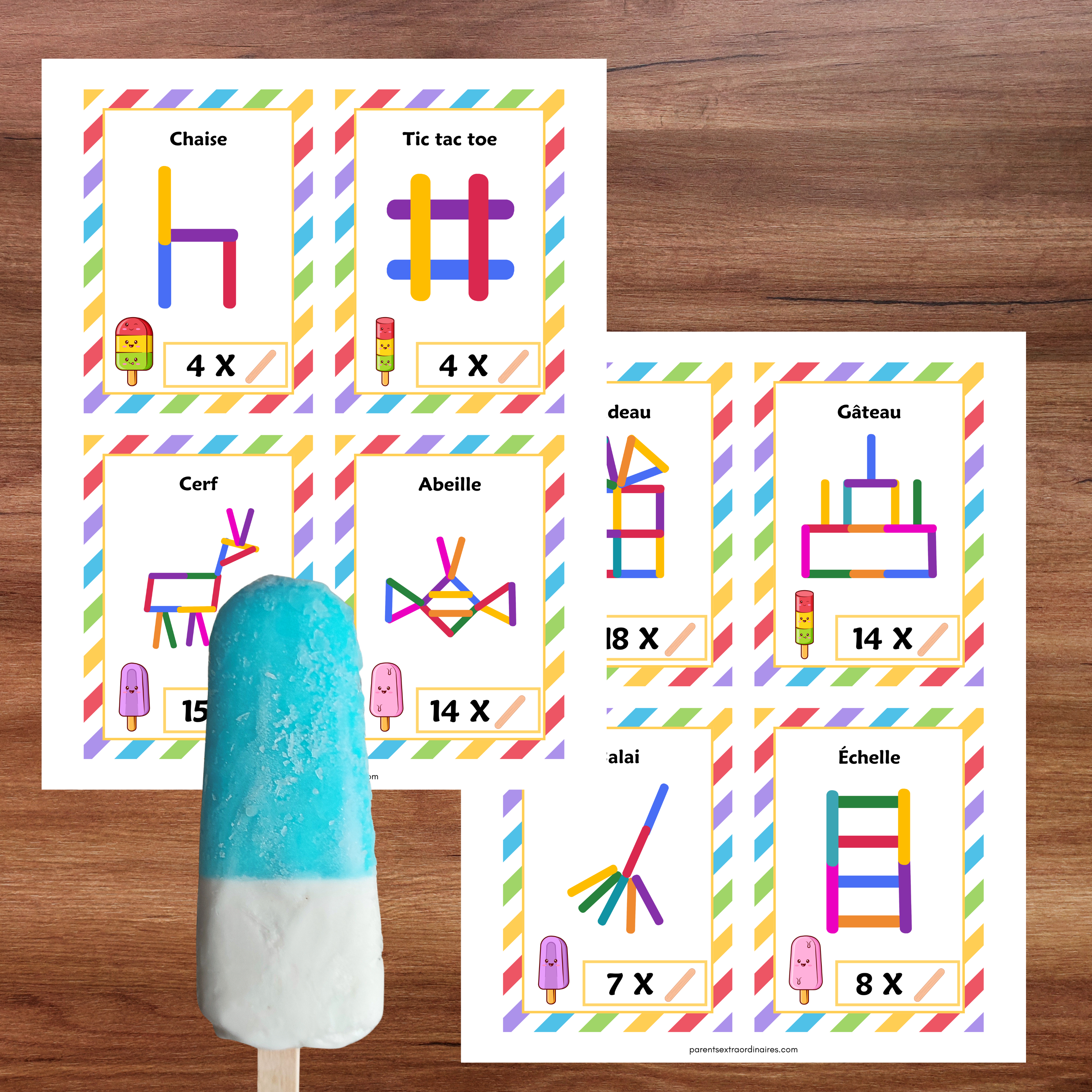 Activité bâtons de popsicle : cartes défis