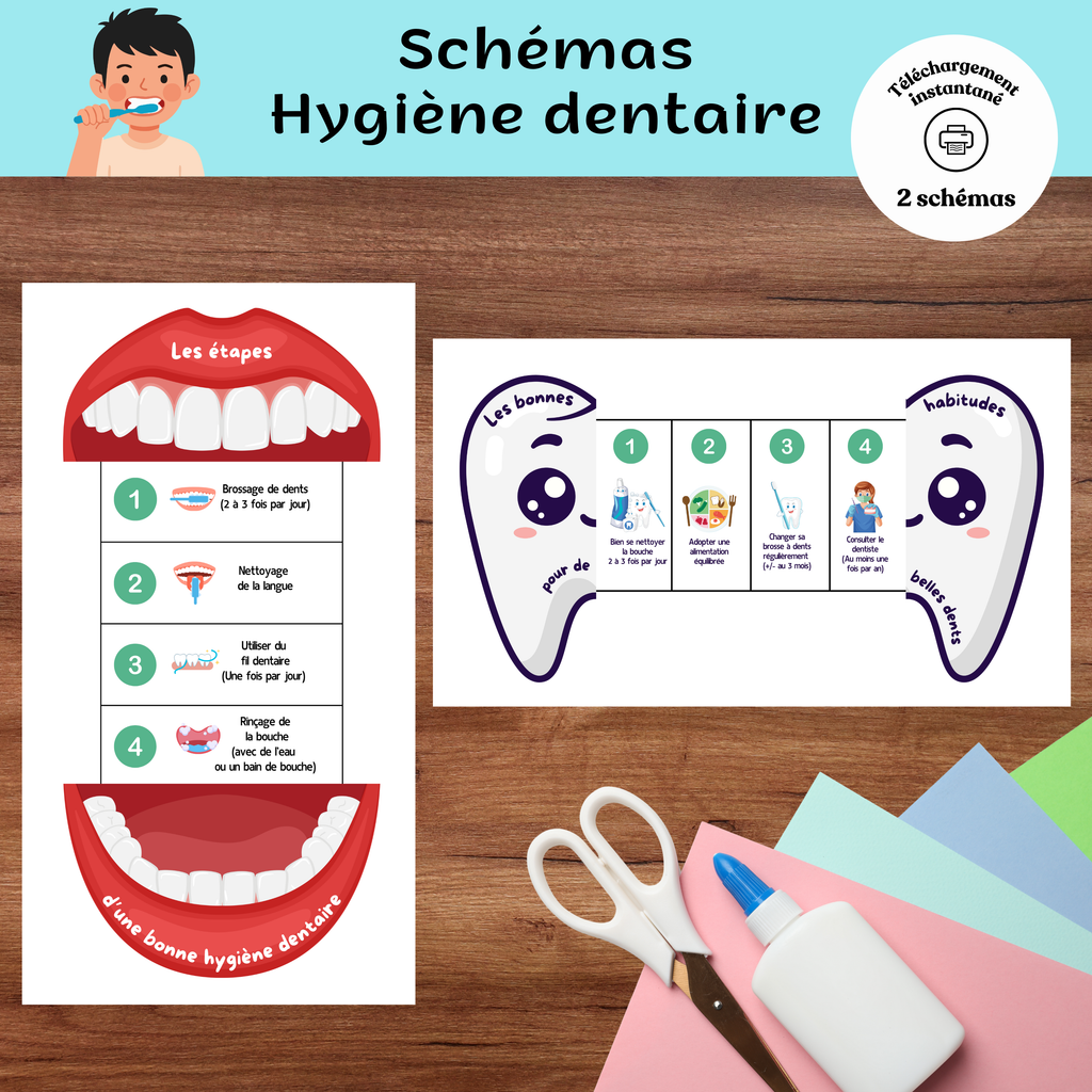 Bricolages schémas thème hygiène dentaire