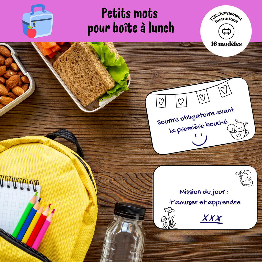 Petits mots pour boîte à lunch