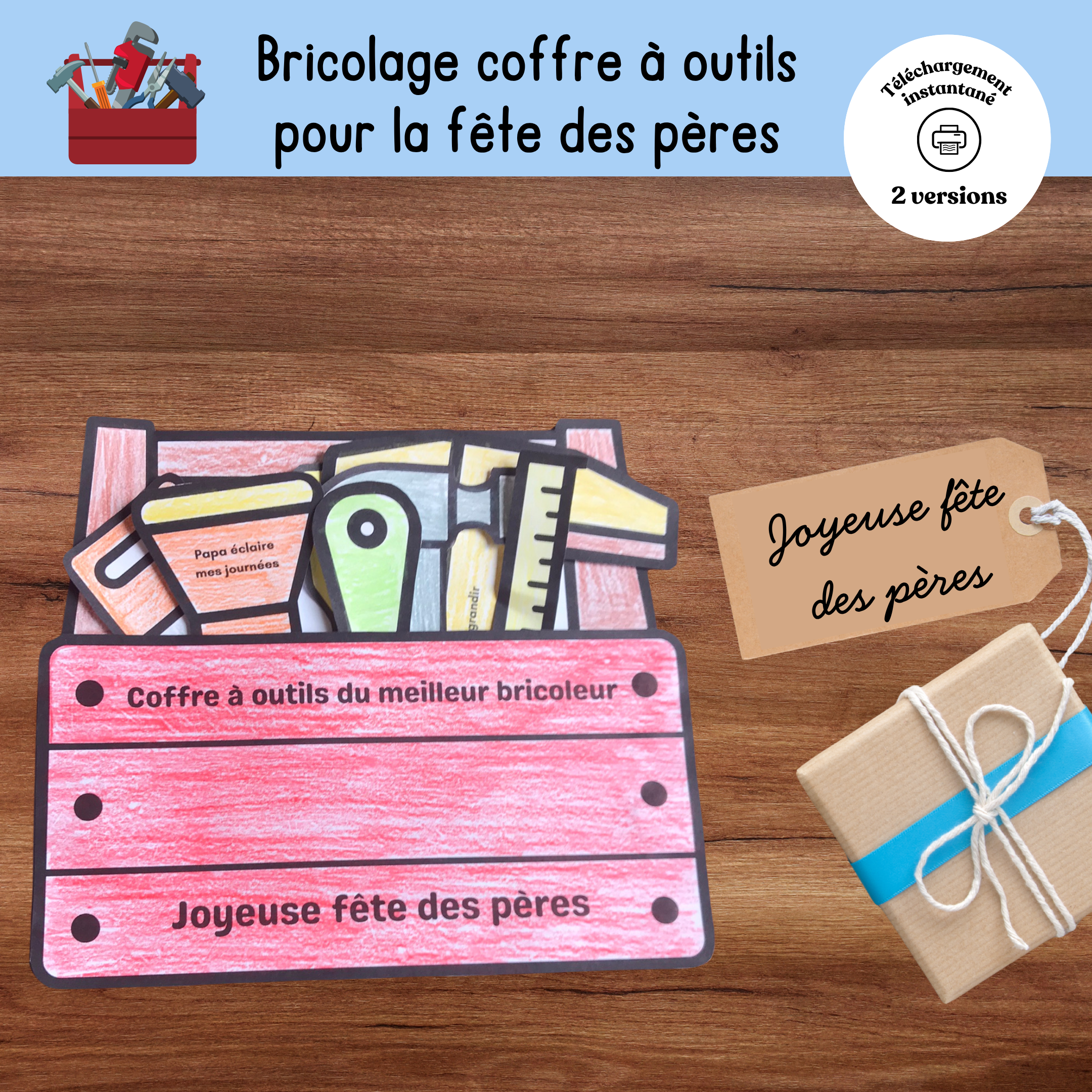 Bricolage coffre à outils pour fête des pères