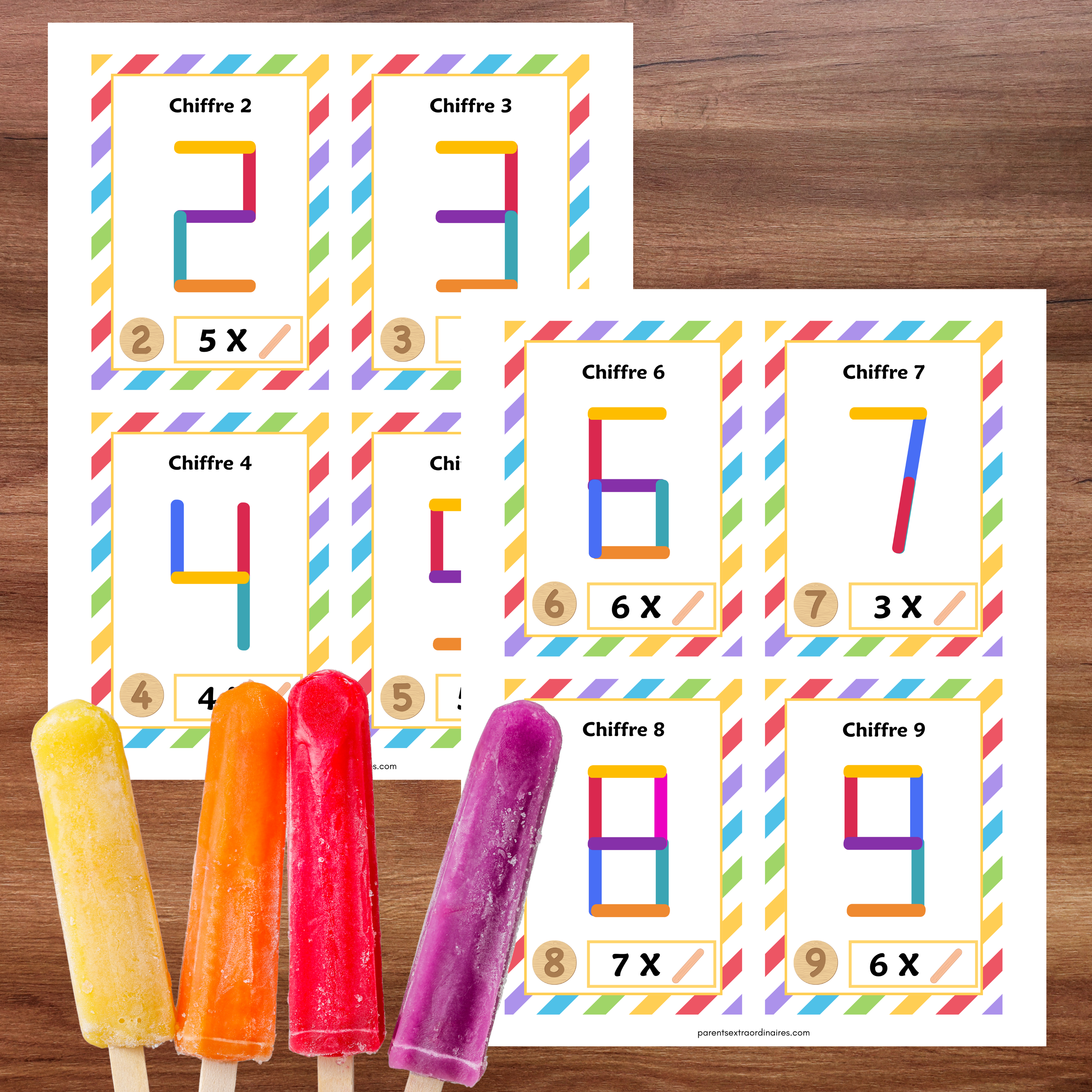Activité bâtons de popsicle avec 100 cartes défis à imprimer pour garderie, préscolaire et maternelle.