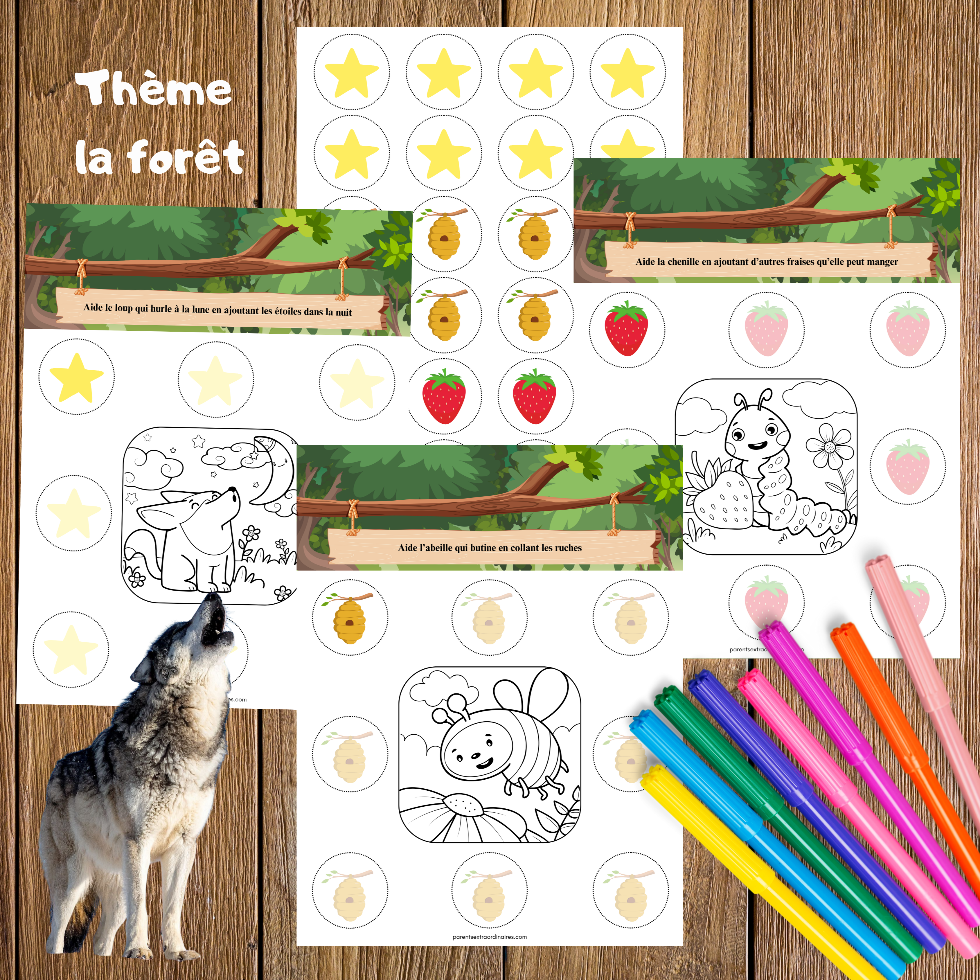 Pack d’activités créatives pour enfants avec des pages de collage, découpage et coloriage adaptées au préscolaire et à la maternelle. Les enfants manipulent, assemblent et décorent leurs créations tout en développant leur précision, leur autonomie, leur créativité et leurs habiletés manuelles.