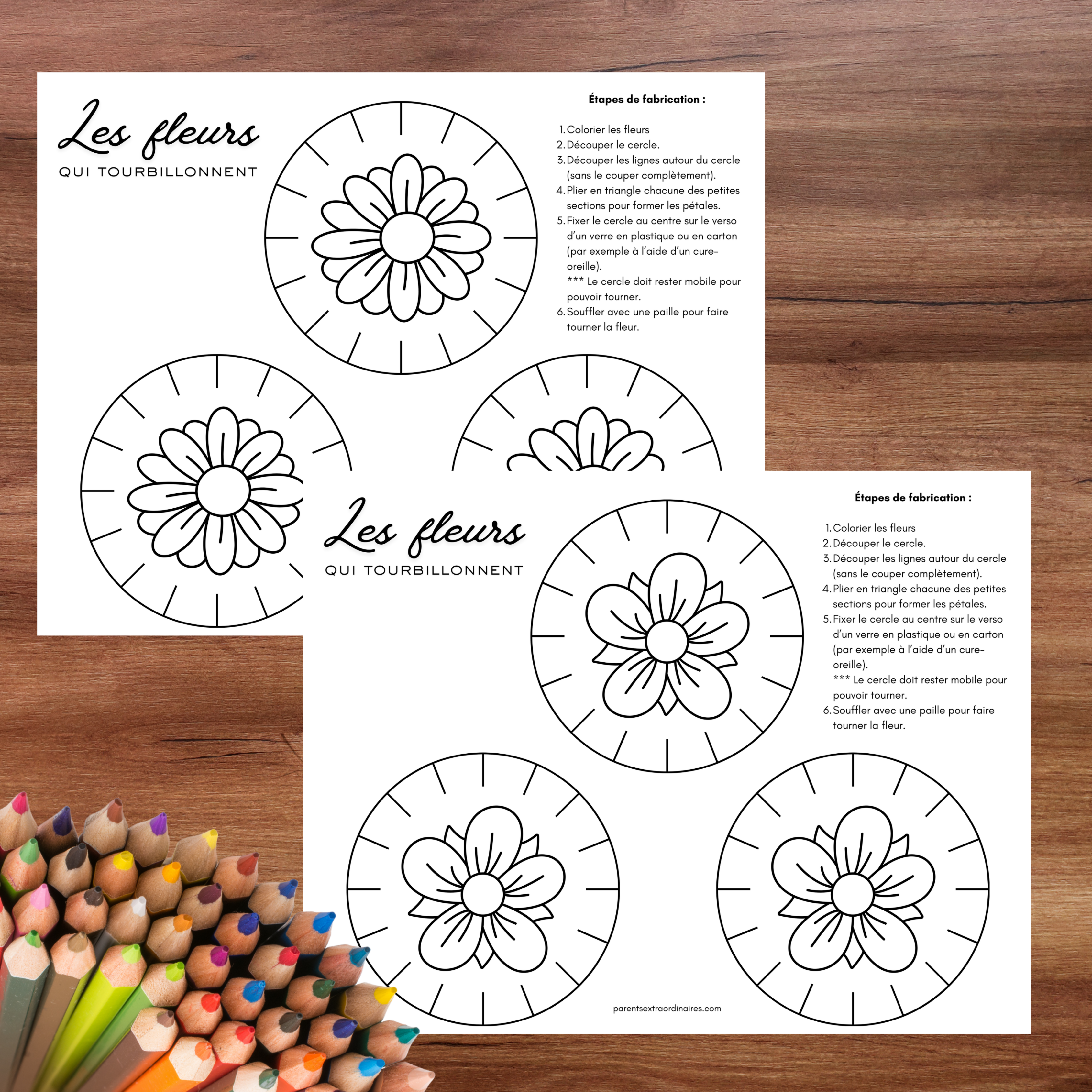 Fleur à faire tourner à imprimer pour développer le contrôle du souffle et la coordination.