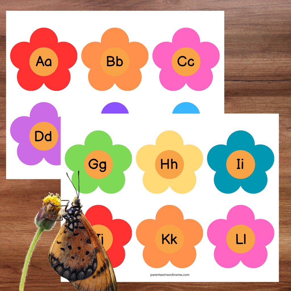 Jeu d’association où l’enfant place les papillons sur les fleurs correspondant aux lettres de l’alphabet.
