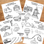 Coloriages éducatifs sur les moyens de transport permettant aux enfants de développer leur motricité fine tout en découvrant différents véhicules.