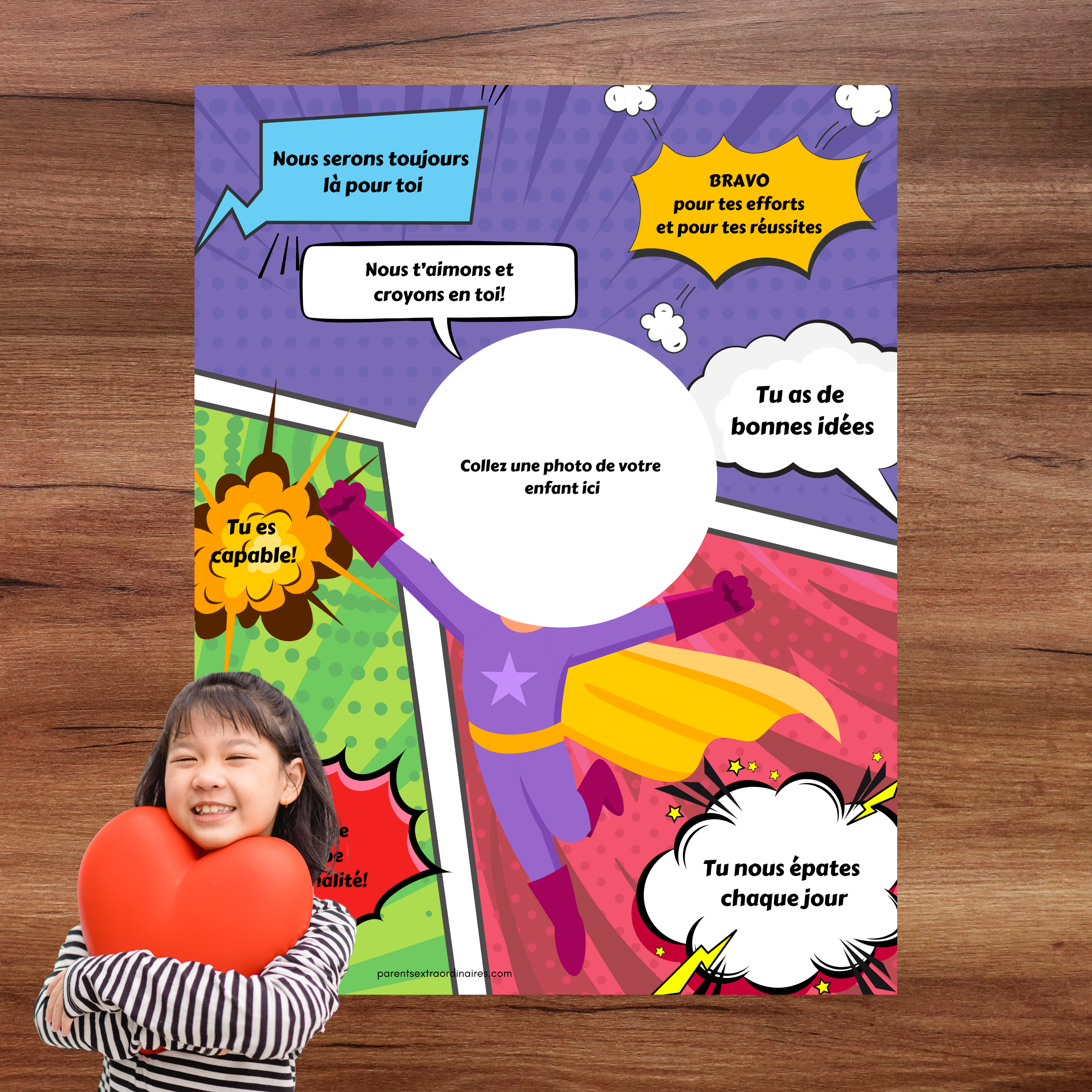 Activité d'estime de soi thème super héros pour valoriser les forces, qualités et réussites de l'enfant.