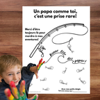 Affiche fête des Pères avec poissons à compléter à l’aide d’empreintes de doigts d’enfants.