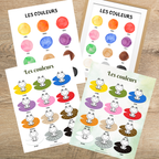 Cartes de nomenclature et affiches éducatives sur les couleurs à imprimer pour aider les enfants à reconnaître, nommer et mémoriser les différentes couleurs.