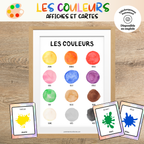 Cartes de nomenclature et affiches éducatives sur les couleurs à imprimer pour aider les enfants à reconnaître, nommer et mémoriser les différentes couleurs.