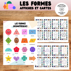 Cartes de nomenclature et affiches éducatives des formes géométriques à imprimer pour apprendre à reconnaître, nommer et différencier les formes au préscolaire et à la maternelle.