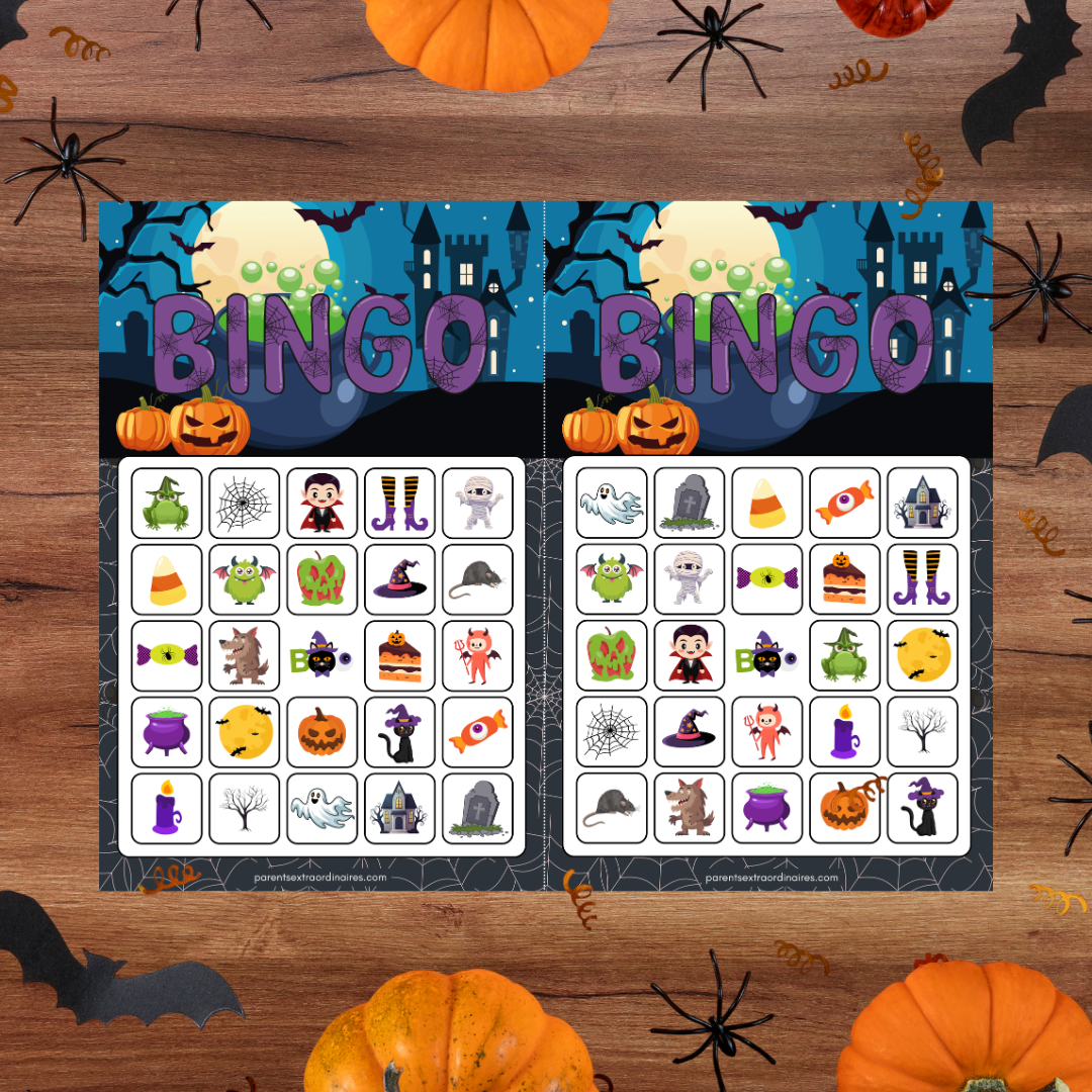 Cartes et images à piger du jeu de bingo d’Halloween