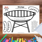 Cadeau de fête des Pères en forme de barbecue avec les qualités de papa inscrites par l'enfant.
