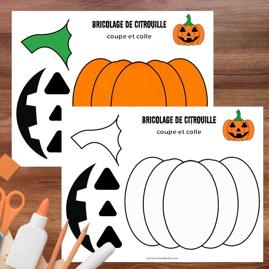 Bricolage de citrouille d’Halloween à imprimer