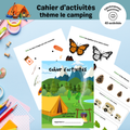 Cahier d’activités thème camping pour enfants 2 à 4 ans à imprimer avec jeux éducatifs simples.