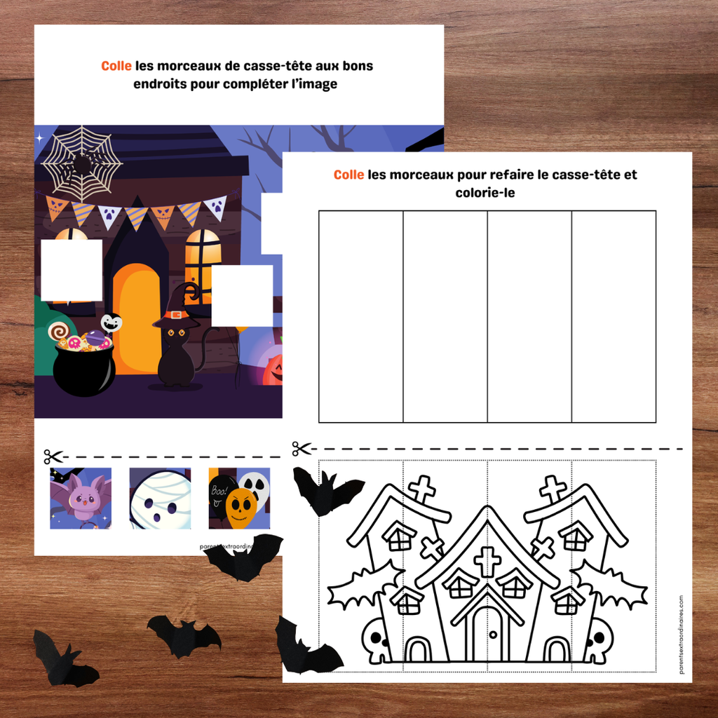 Activités de découpage et collage d’Halloween pour enfants