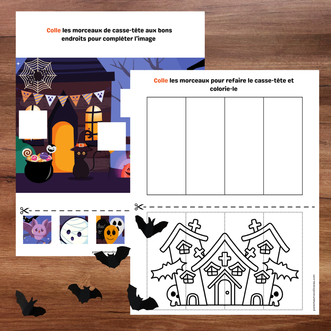 Activités de découpage et collage d’Halloween pour enfants