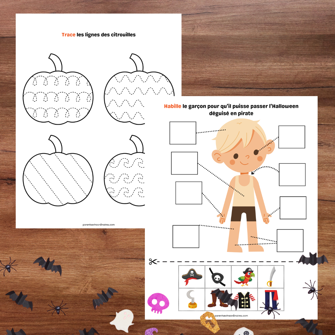 Activités de découpage et collage d’Halloween pour enfants