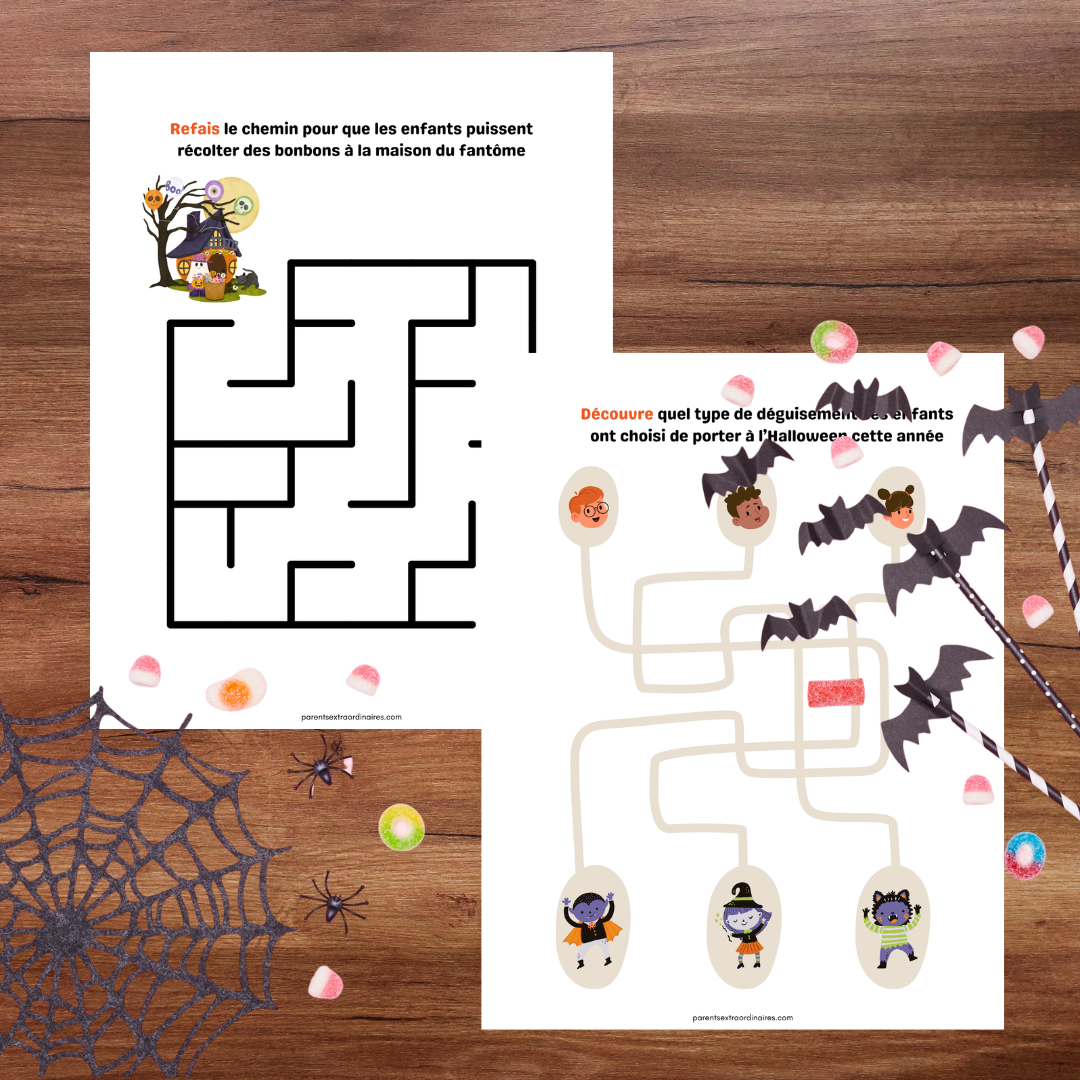 Labyrinthe d’Halloween à imprimer pour enfants