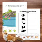 Cahier d’apprentissage avec feu de camp, tente et nature pour enfants 2 à 4 ans.