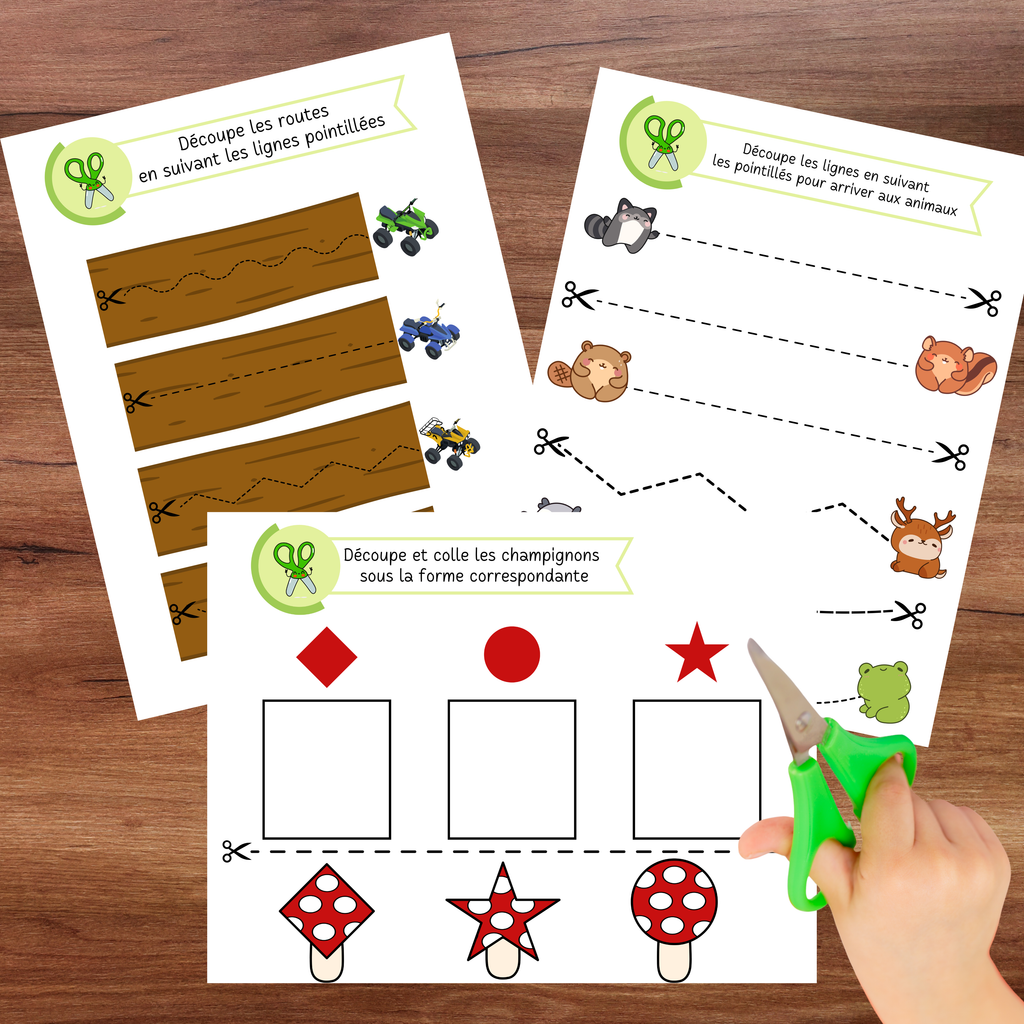 Cahier éducatif de découpage à thème nature conçu pour développer la motricité fine, la coordination œil-main et la maîtrise des ciseaux. Grâce à 50 activités variées et progressives, les enfants acquièrent de l’aisance dans leurs gestes tout en s’amusant avec des éléments de la nature.