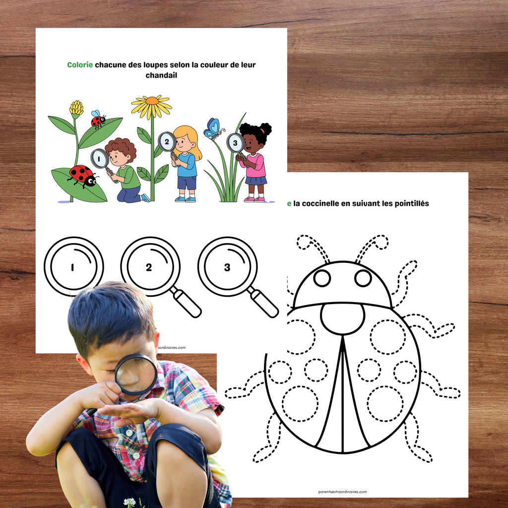 Cahier d’activités thème printemps pour enfants de 2 à 5 ans comprenant jeux éducatifs, coloriages et activités de motricité fine à imprimer.