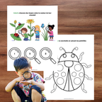 Cahier d’activités thème printemps pour enfants de 2 à 5 ans comprenant jeux éducatifs, coloriages et activités de motricité fine à imprimer.