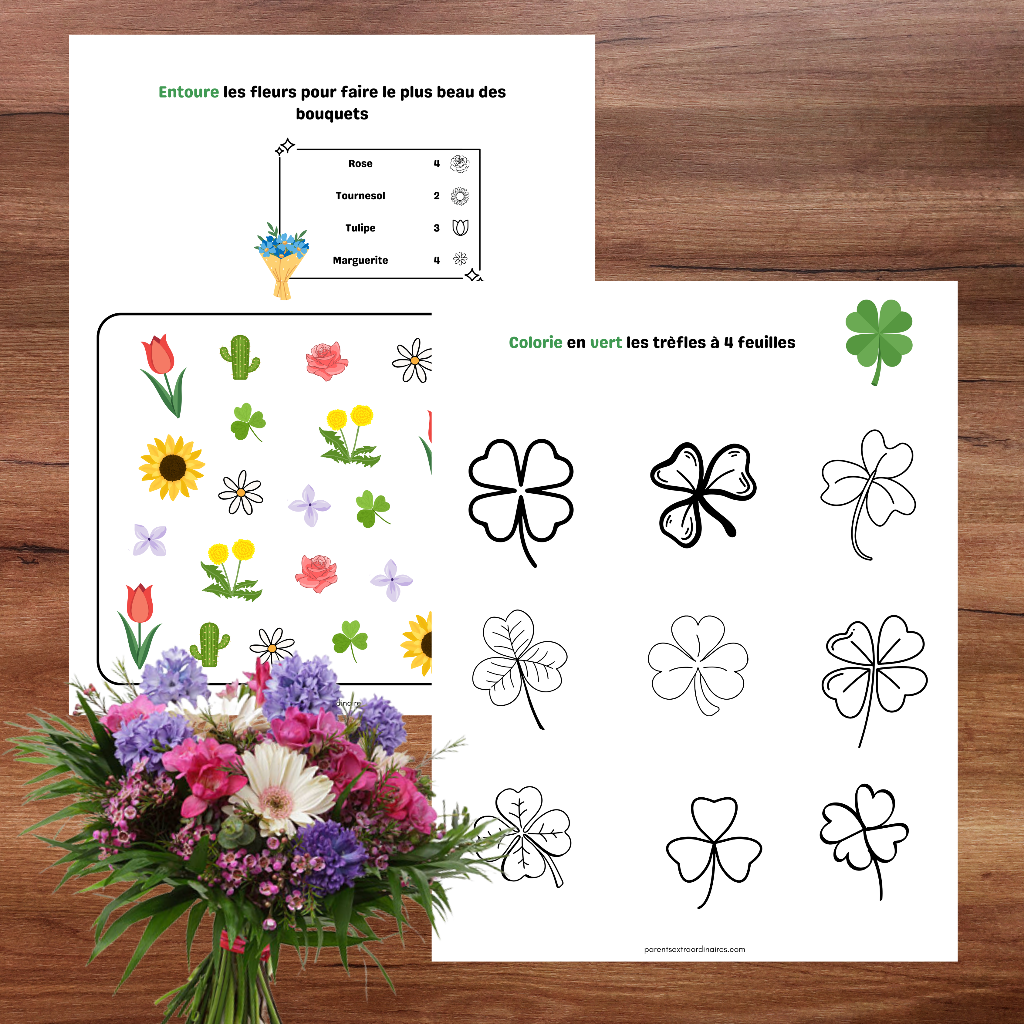 Cahier d’activités thème printemps pour enfants de 2 à 5 ans comprenant jeux éducatifs, coloriages et activités de motricité fine à imprimer.