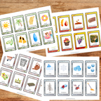Cartes de nomenclature des saisons à imprimer pour apprendre le vocabulaire lié au printemps, à l'été, à l'automne et à l'hiver au préscolaire et à la maternelle.