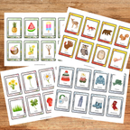 Cartes de nomenclature des saisons à imprimer pour apprendre le vocabulaire lié au printemps, à l'été, à l'automne et à l'hiver au préscolaire et à la maternelle.
