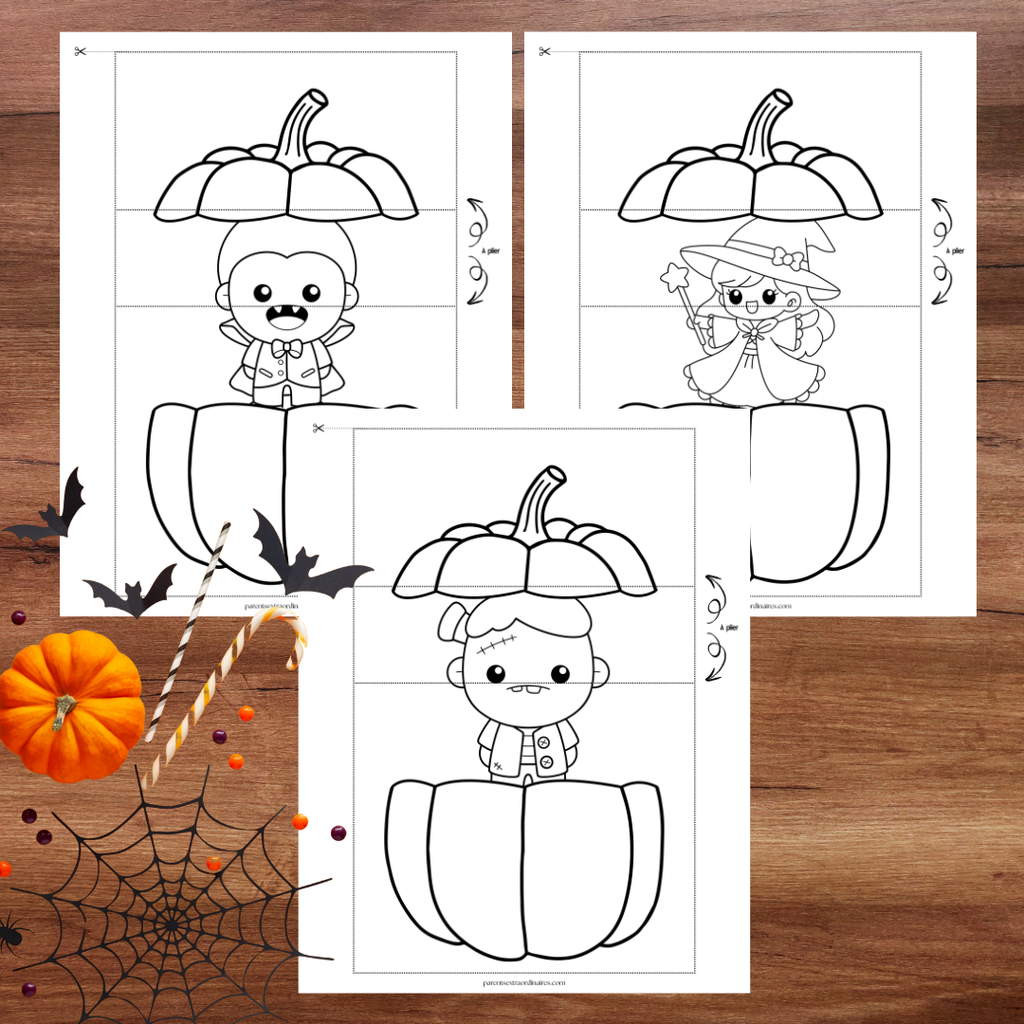 Modèles de citrouilles surprise d’Halloween à imprimer