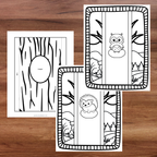 Coloriage 3D des animaux de la forêt à découper et coller pour créer un effet de relief.