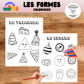 Coloriages éducatifs sur les formes géométriques à imprimer pour aider les enfants à reconnaître les formes tout en développant leur motricité fine et leur créativité.