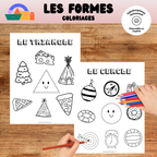 Coloriages éducatifs sur les formes géométriques à imprimer pour aider les enfants à reconnaître les formes tout en développant leur motricité fine et leur créativité.