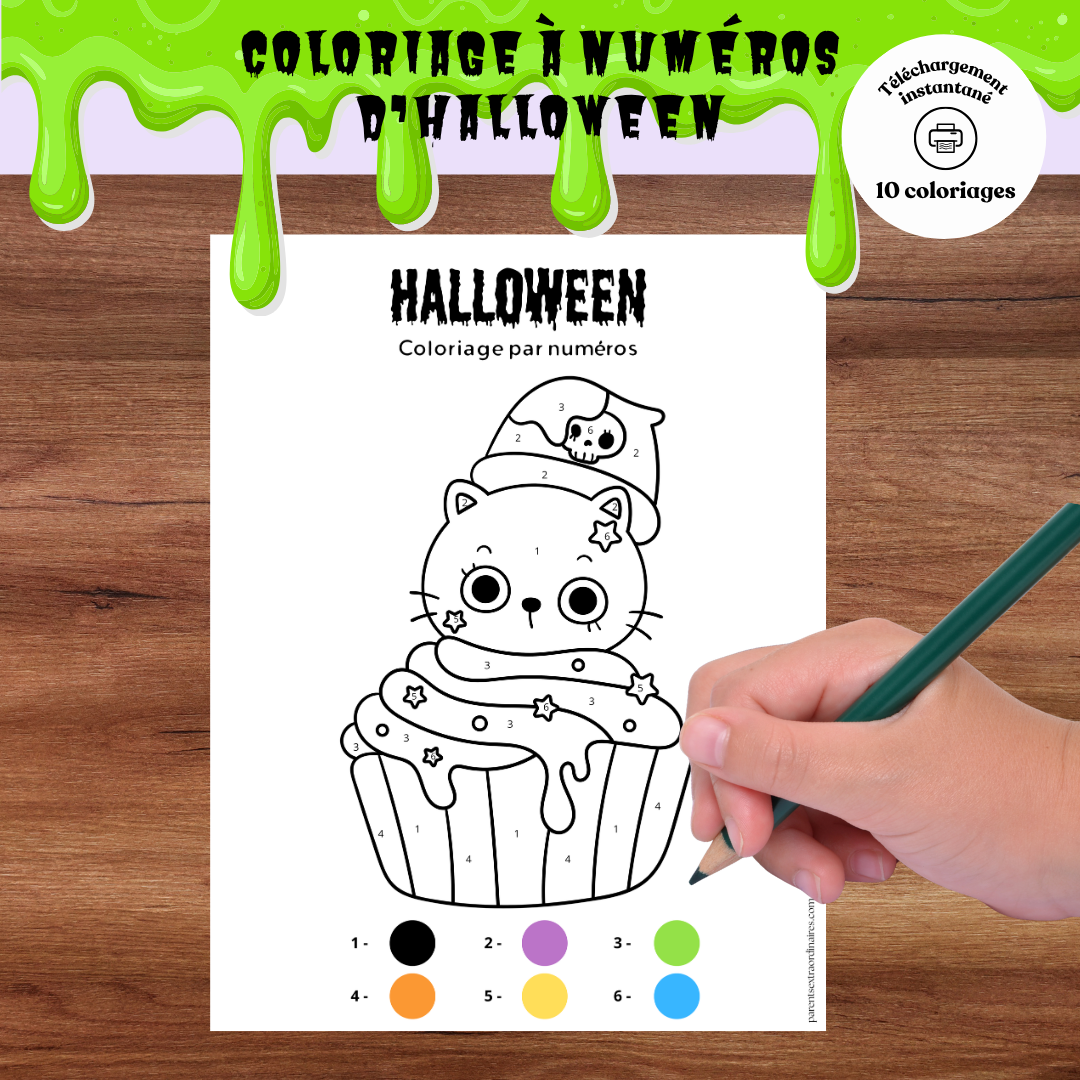 10 coloriages à numéros d’Halloween à imprimer pour enfants