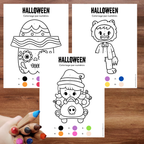 Coloriages de fantômes, citrouilles et personnages d’Halloween
Activité de coloriage en suivant les indications à imprimer