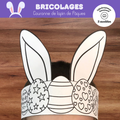 Couronne de lapin de Pâques gratuite à imprimer pour enfants à colorier, découper et assembler.