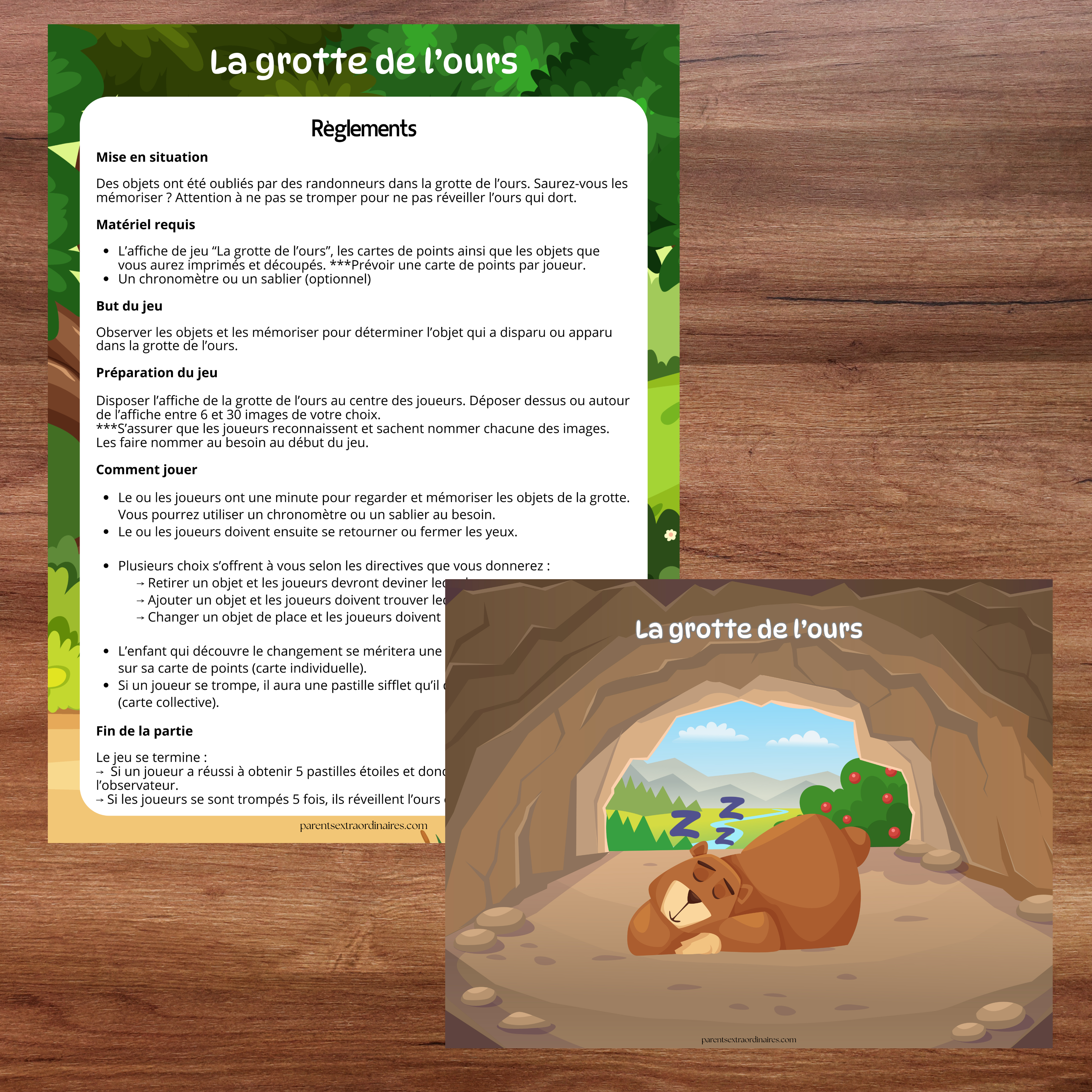Jeux éducatifs sur les animaux de la forêt comprenant un totem, une activité de catégorisation, un jeu de mémoire et un bricolage 3D.