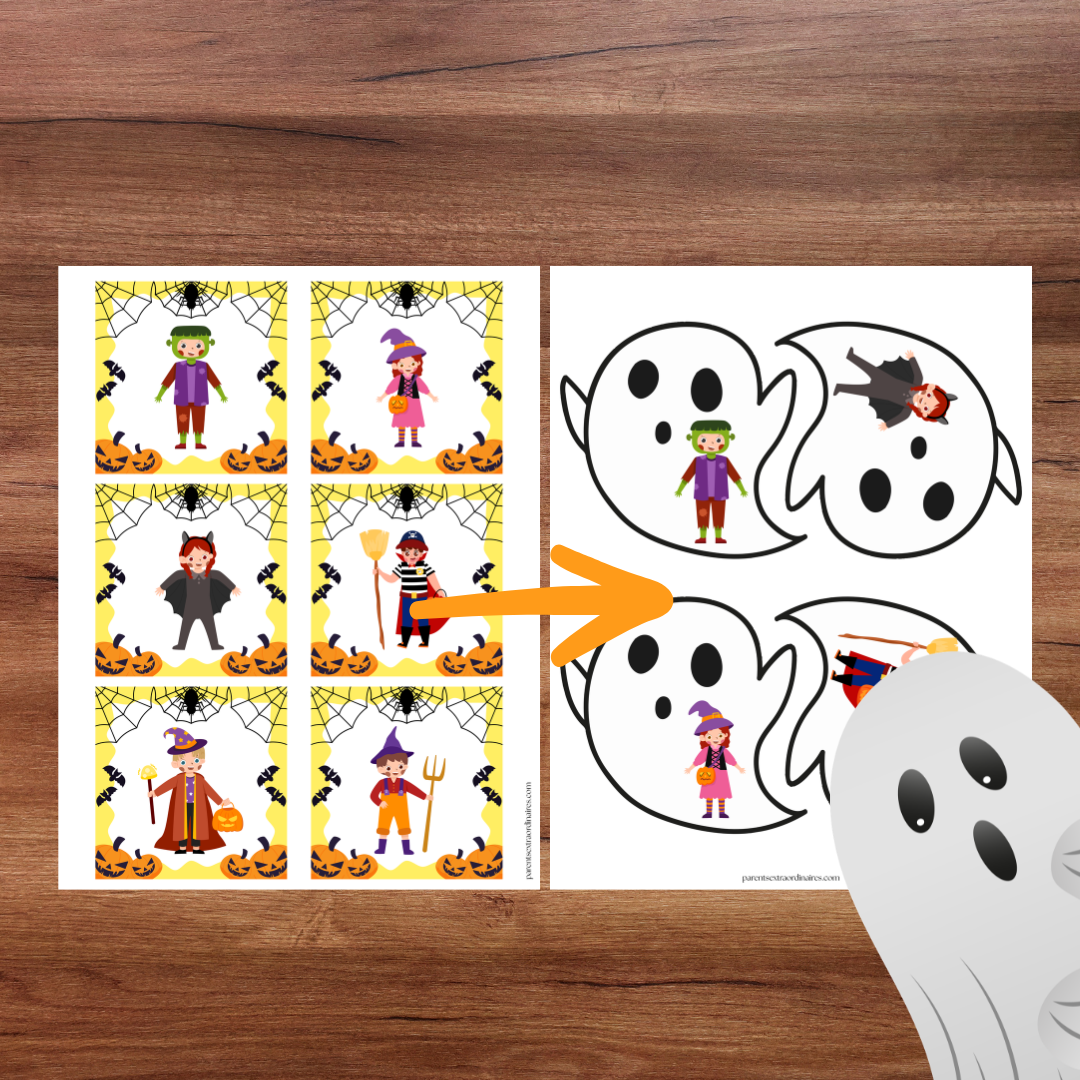 Jeu La chasse aux fantômes inclus dans l’ensemble d’activités d’Halloween