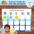 Activité étoile de mer des émotions à imprimer où l’enfant associe chaque étoile à la bonne émotion.