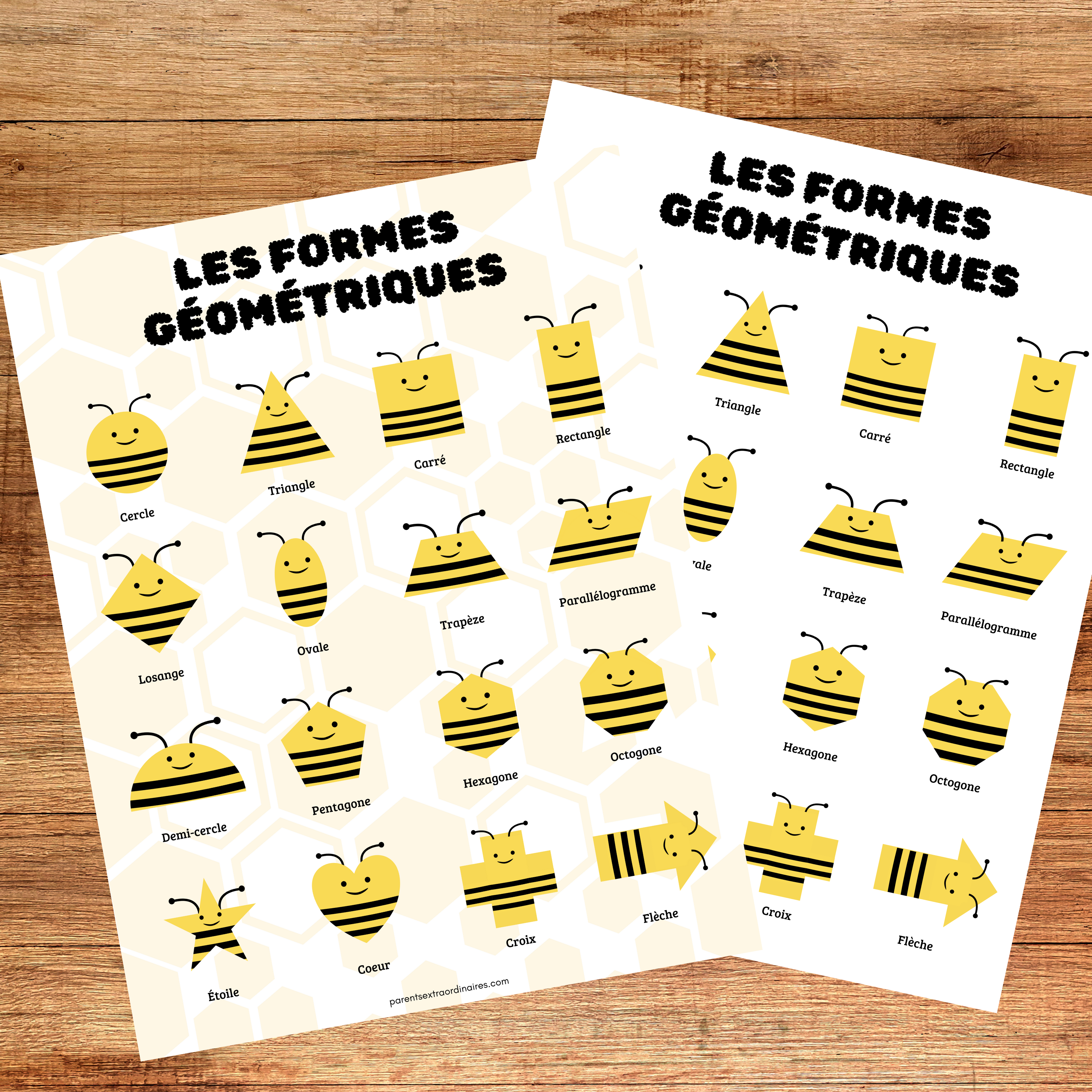 Activités sur les formes géométriques 2D et 3D à imprimer pour le préscolaire et la maternelle. Comprend des affiches, cartes de nomenclature, exercices d’association et coloriages pour apprendre les formes de façon ludique.