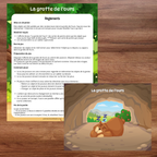 Jeu de mémoire La grotte de l'ours à imprimer sur le thème des animaux de la forêt.