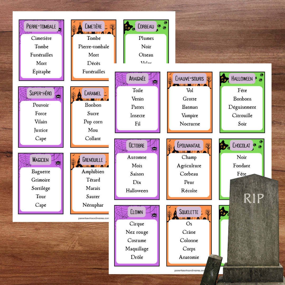 Jeu de mots d’Halloween à imprimer pour jouer en famille ou entre amis