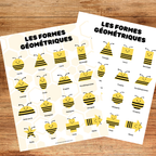 Cartes de nomenclature et affiches éducatives des formes géométriques à imprimer pour apprendre à reconnaître, nommer et différencier les formes au préscolaire et à la maternelle.