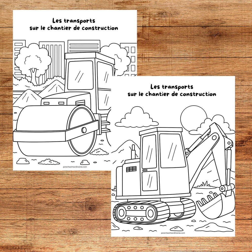 Activité sur les engins de chantier conçue pour aider les enfants à découvrir la machinerie lourde et les véhicules de construction