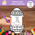 Bricolage œuf surprise de Pâques à imprimer pour enfants à découper, colorier et assembler.
