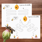 Fiches de tracés à imprimer où l’enfant suit les chemins des abeilles avec un crayon.