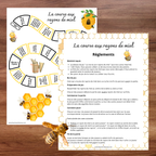 Activité ludique où les enfants accumulent des rayons de miel pour compléter leur ruche.