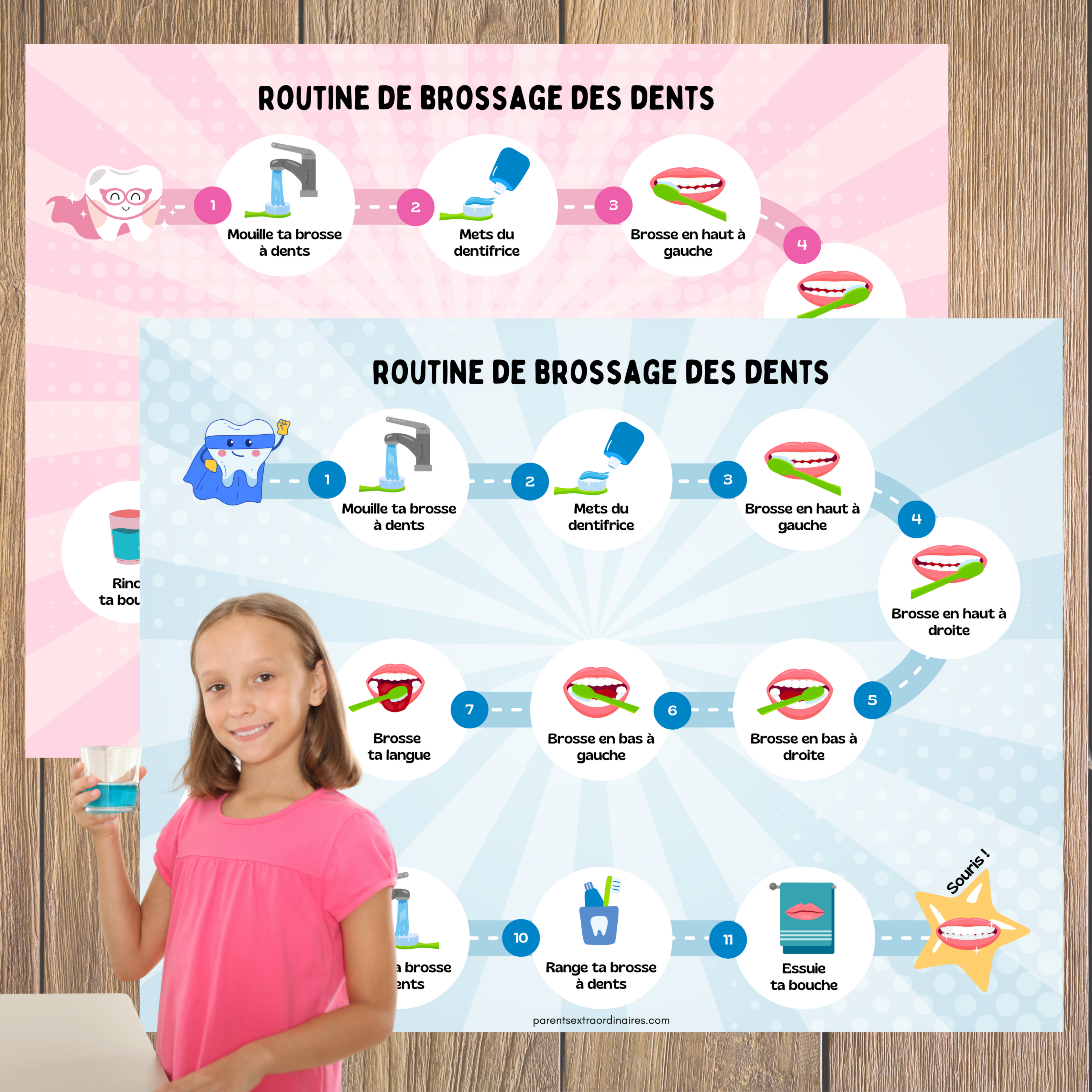 Transformez le brossage des dents en une activité amusante grâce à la Fée des Dents ! Ce tableau de suivi et cette routine visuelle aident les enfants à adopter de bonnes habitudes d’hygiène dentaire tout en restant motivés jour après jour.