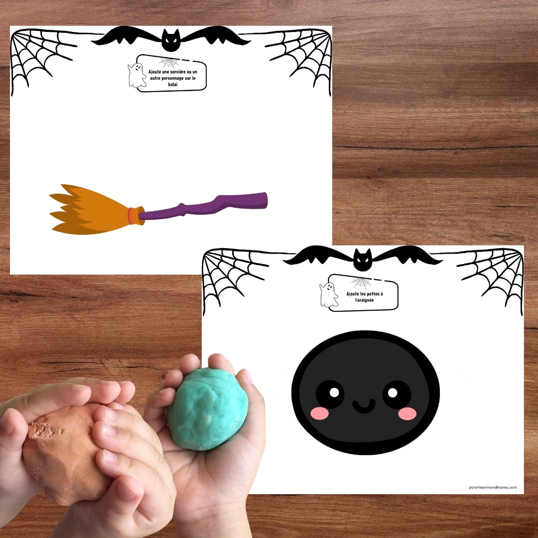 Tapis de pâte à modeler d’Halloween avec modèles à reproduire