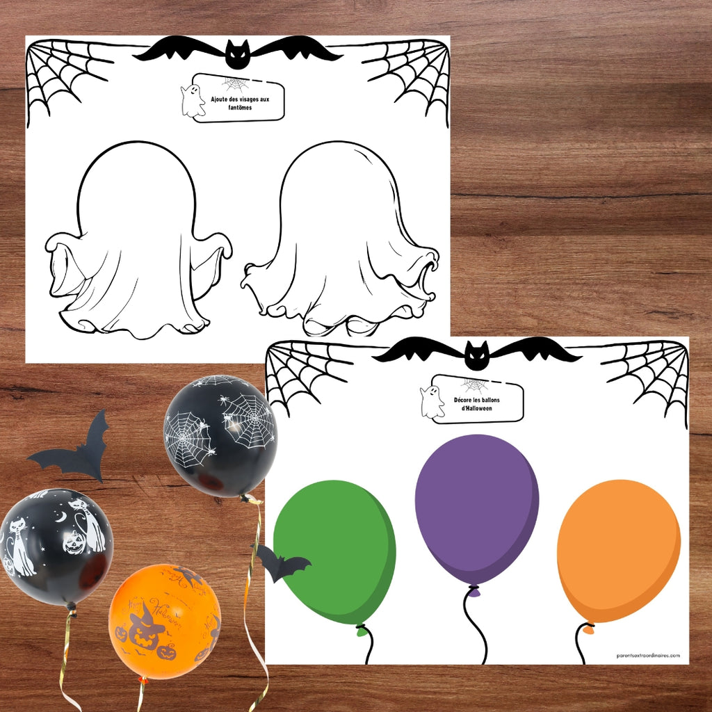 Tapis de pâte à modeler d’Halloween avec indications pour guider l’enfant